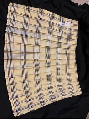Yellow Plaid Pleated Mini Skirt - Women